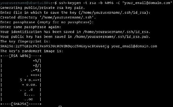 Generating an ssh key in ubuntu 18.04 mac